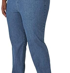 Chic Classic Collection Women’s Size Plus Stretch Elastic Waist Pull-On Pant, Destruction Blue Denim, 24W