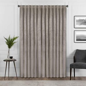 ECLIPSE Harper Velvet Rod Pocket Curtains for Bedroom, Single Panel, 50 in x 95-Mushroom